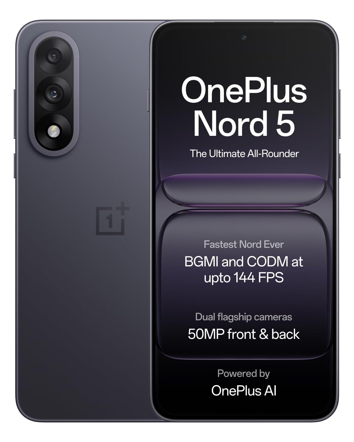 OnePlus Nord 5 | Snapdragon 8s Gen 3 | Stable 144FPS Gaming | Dual 50MP Flagship Camera | Powered by OnePlus AI | 12GB + 512GB | Phantom Grey