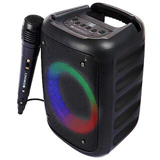Zebronics ZEB-100 MOVING MONSTER X8L Wireless Bluetooth Trolley Speaker With Supporting SD Card USB AUX FM Remote Control Wireless Mic and RGB Lighting. (24 Watt)_448clone.