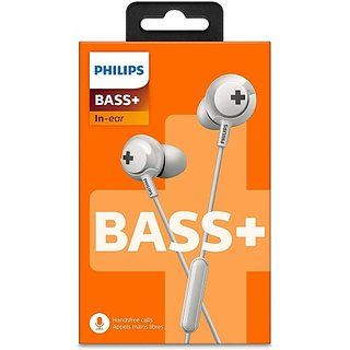 Product PHILIPS SHE4305WT/27 Bass+ Earphone with Mic Headphone Wired Headset (White, In the Ear). Image