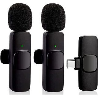 Product Plug In Dual User K9 Wireless Microphone for Type C Smartphones Mic (Black) Image