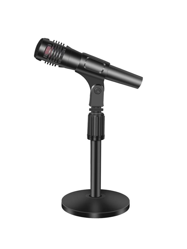 Product Small Desk Mic stand, Desktop Microphone Stand Adjustable Steel Table Mic Stand with Microphone Clip for Blue Yeti Snowball 10 Inch-14 Inch Image