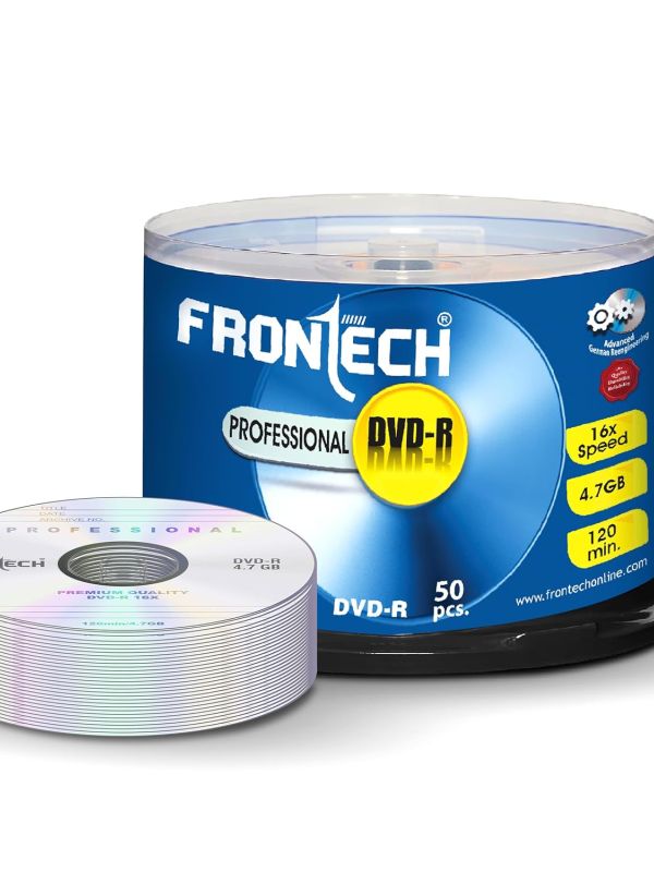 Product Frontech Blank DVD-R 4.7 GB 16X Speed Digital Disk - Pack of 50, Professional DVD with Advanced German Technology (DVD-0003) Image